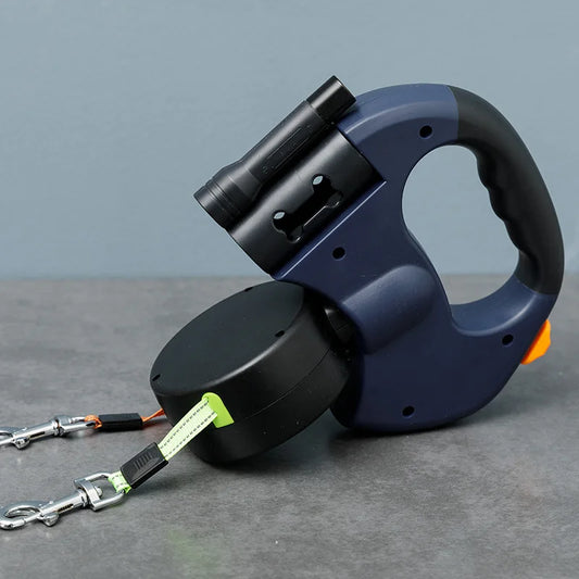 Retractable Dual Doggie Leash with LED Light
