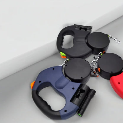 Retractable Dual Doggie Leash with LED Light
